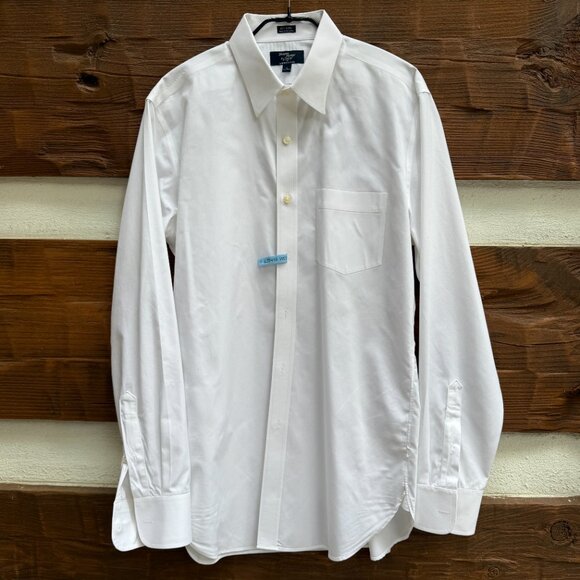 J. CREW by Thompson Shirtings Shirt White Spread Collar Wrinkle Free M 15 - 15.5 - Picture 5 of 8